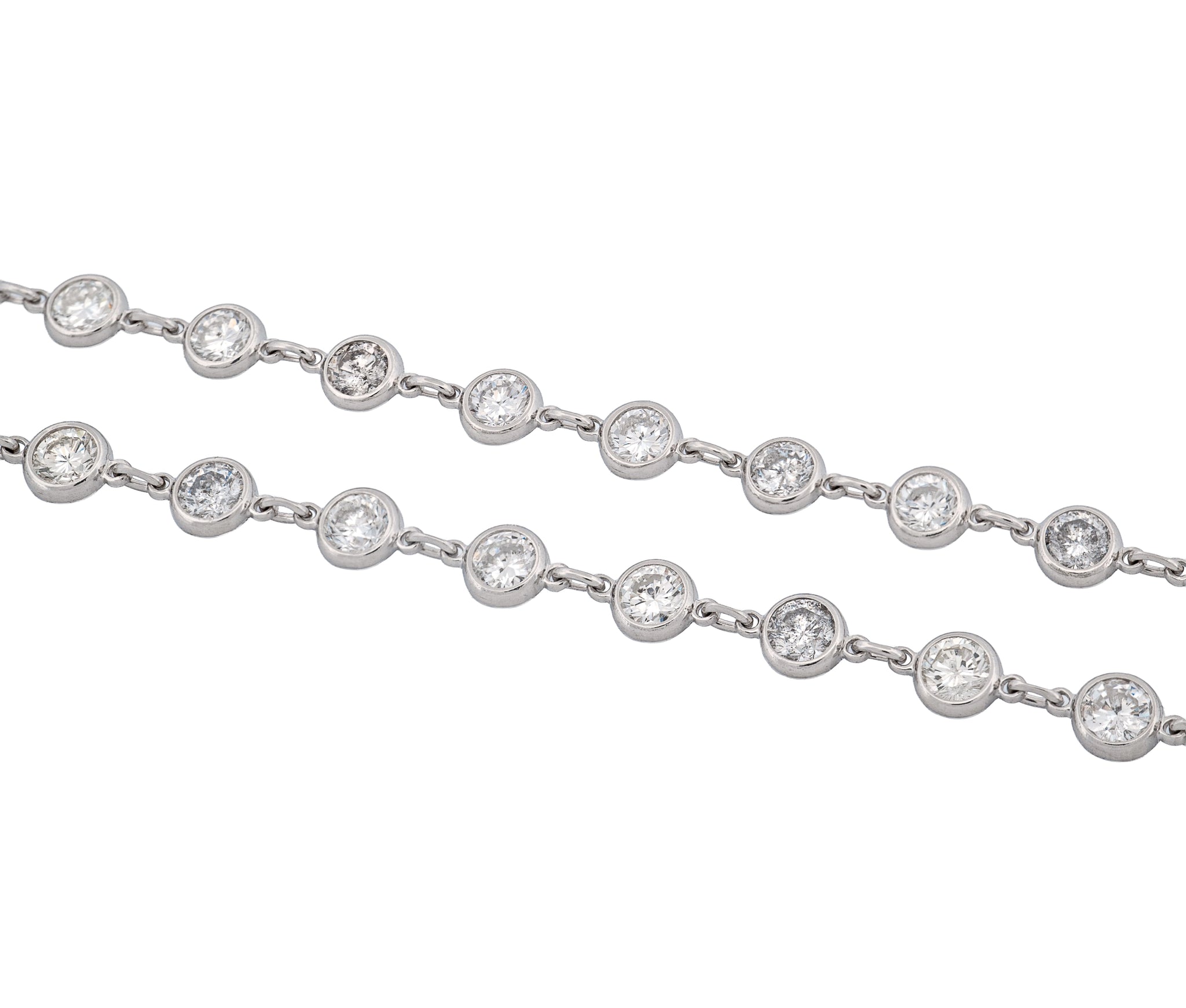 Platinum Diamonds By The Yard Necklace (10.00 CTW Round Brilliant)
