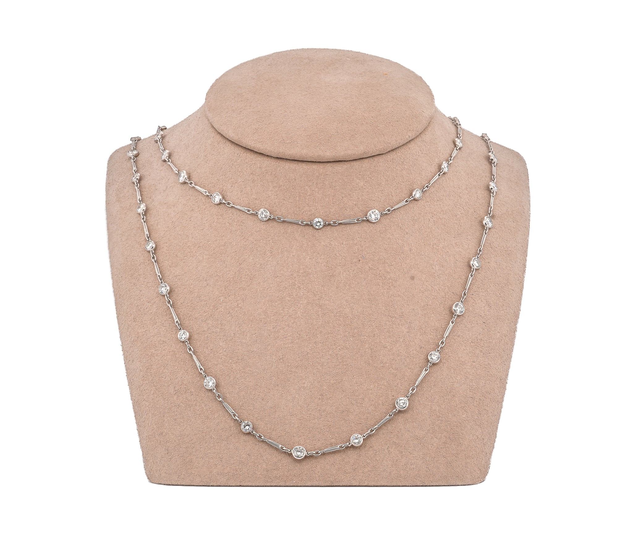 Platinum Diamonds By The Yard Necklace (8.62 CTW Round Brilliant Diamonds)