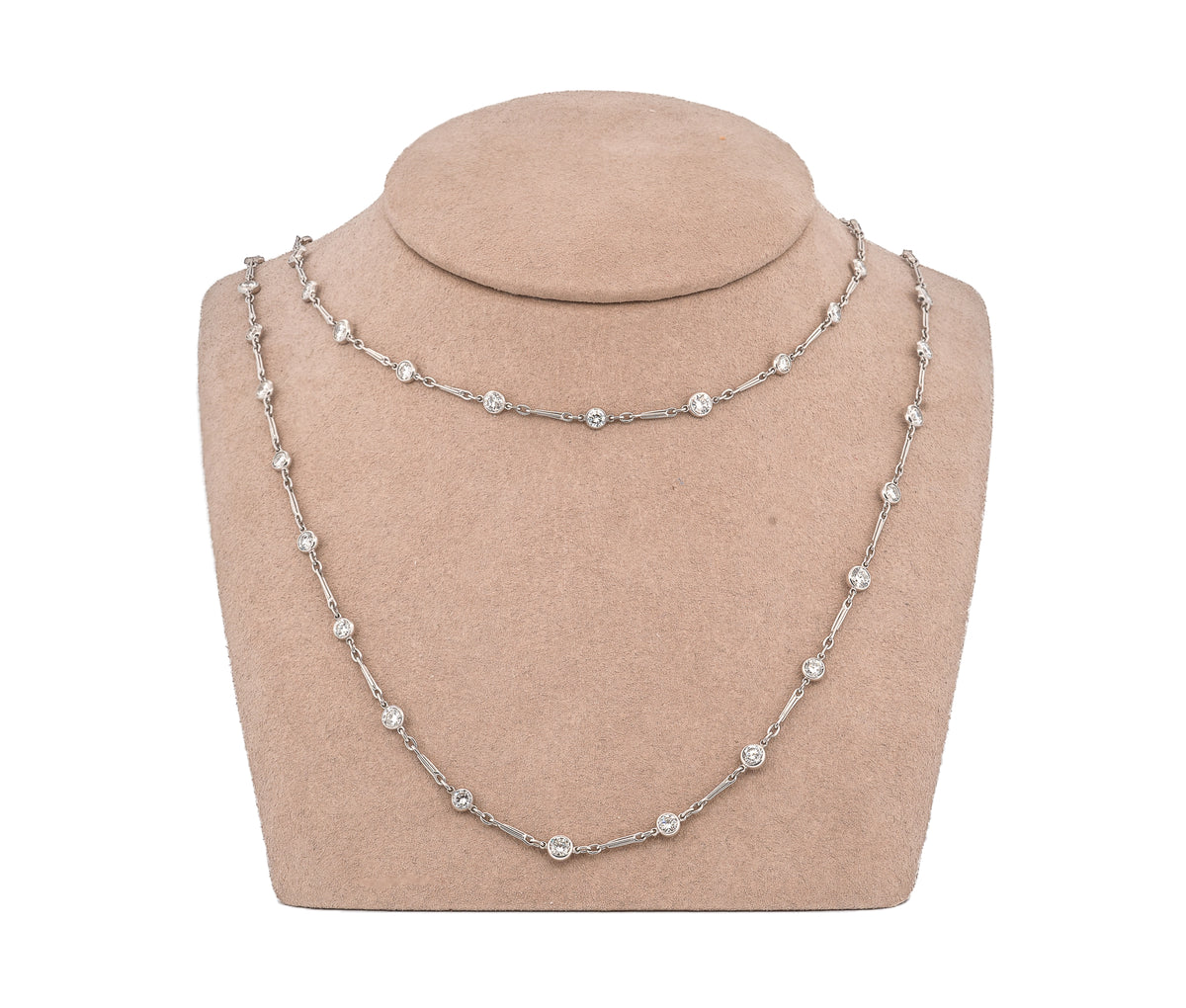 Platinum Diamonds By The Yard Necklace (8.62 CTW Round Brilliant Diamonds)