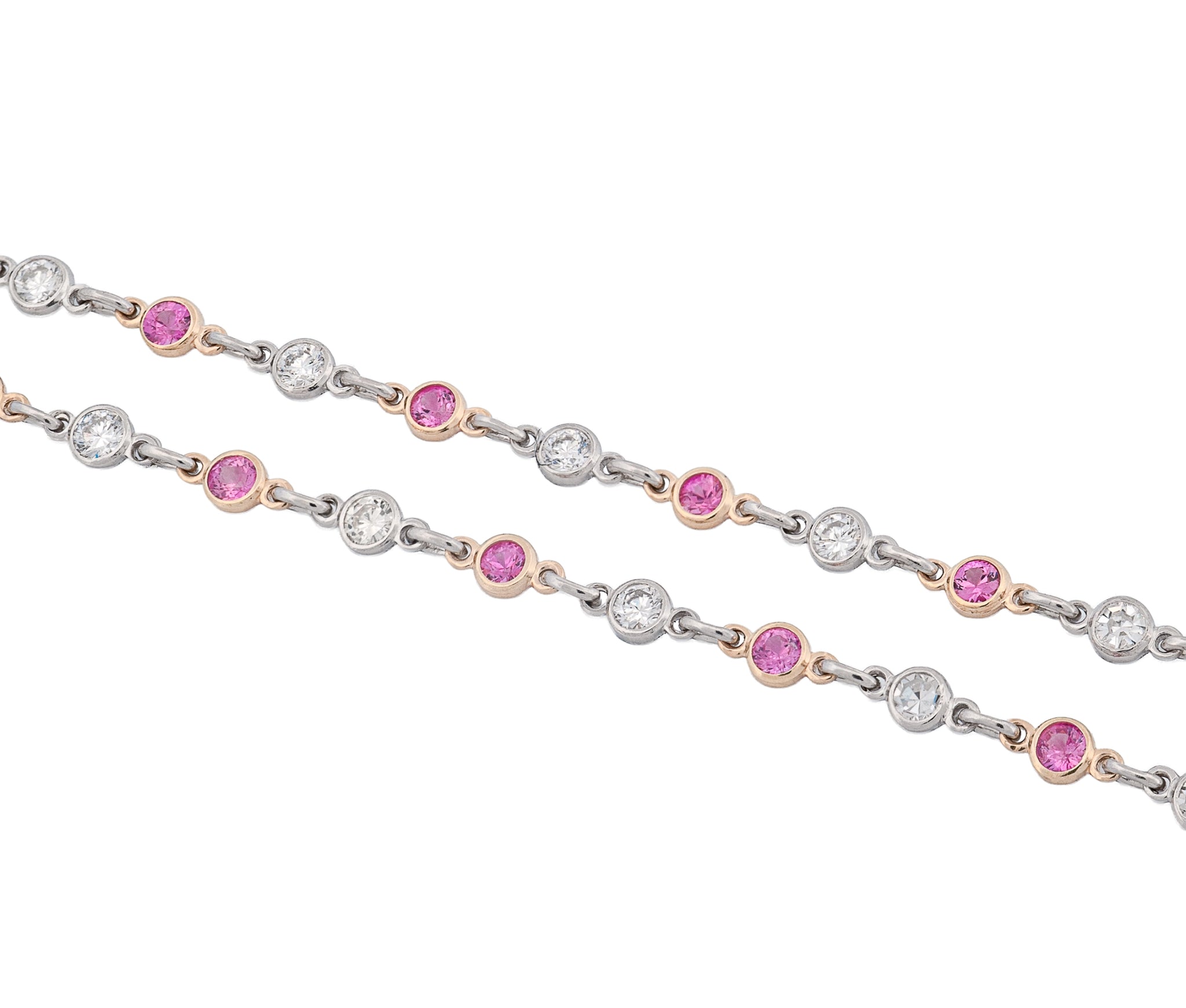 10K Two-Tone 1.40 CTW Diamond and Pink Sapphire Diamonds By The Yard Necklace