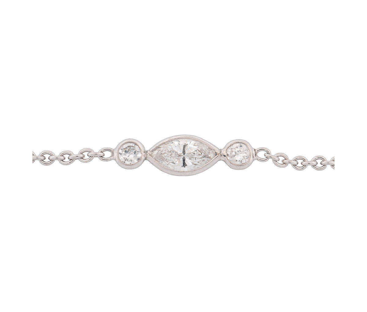 18K White Gold Diamonds By The Yard Necklace (6.0 CTW Marquise and Round Dia.)