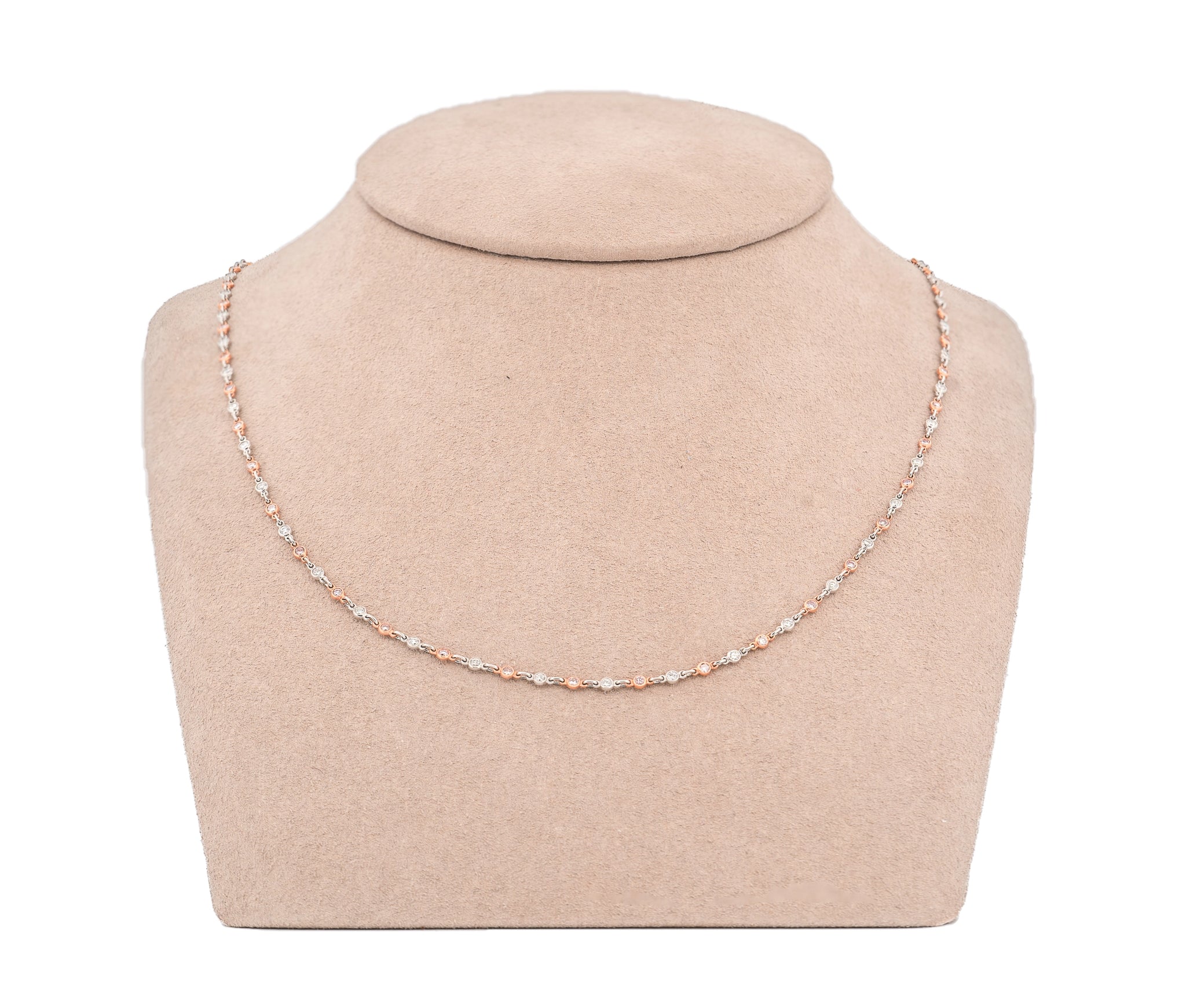 Platinum and 18K Rose Gold Diamonds By The Yard Necklace (1.70 CTW)