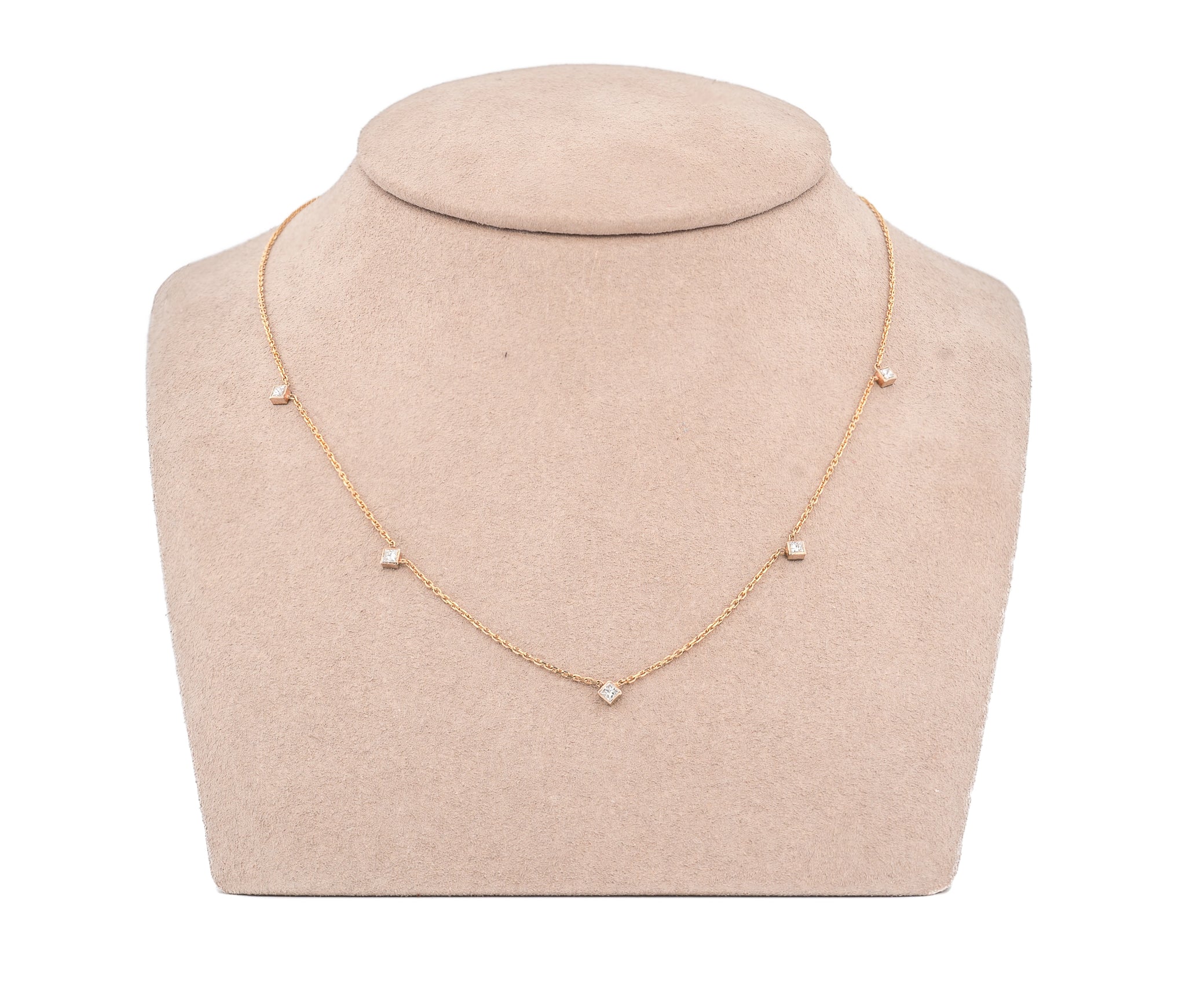 14K Yellow Gold Diamonds By The Yard Necklace (.40 CTW Princess Cut Dia.)