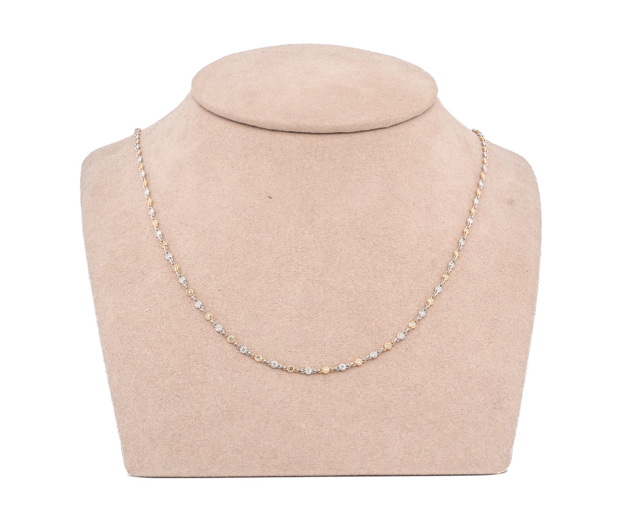 Platinum and 18K Yellow Gold Diamonds By The Yard Necklace (1.72 CTW)