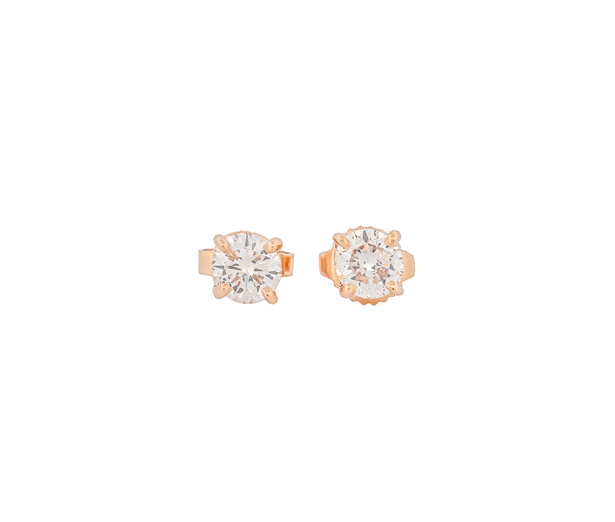 Round Brilliant 0.97 CTW E SI1 E I1 GIA Diamond Studs 14K Yellow Gold