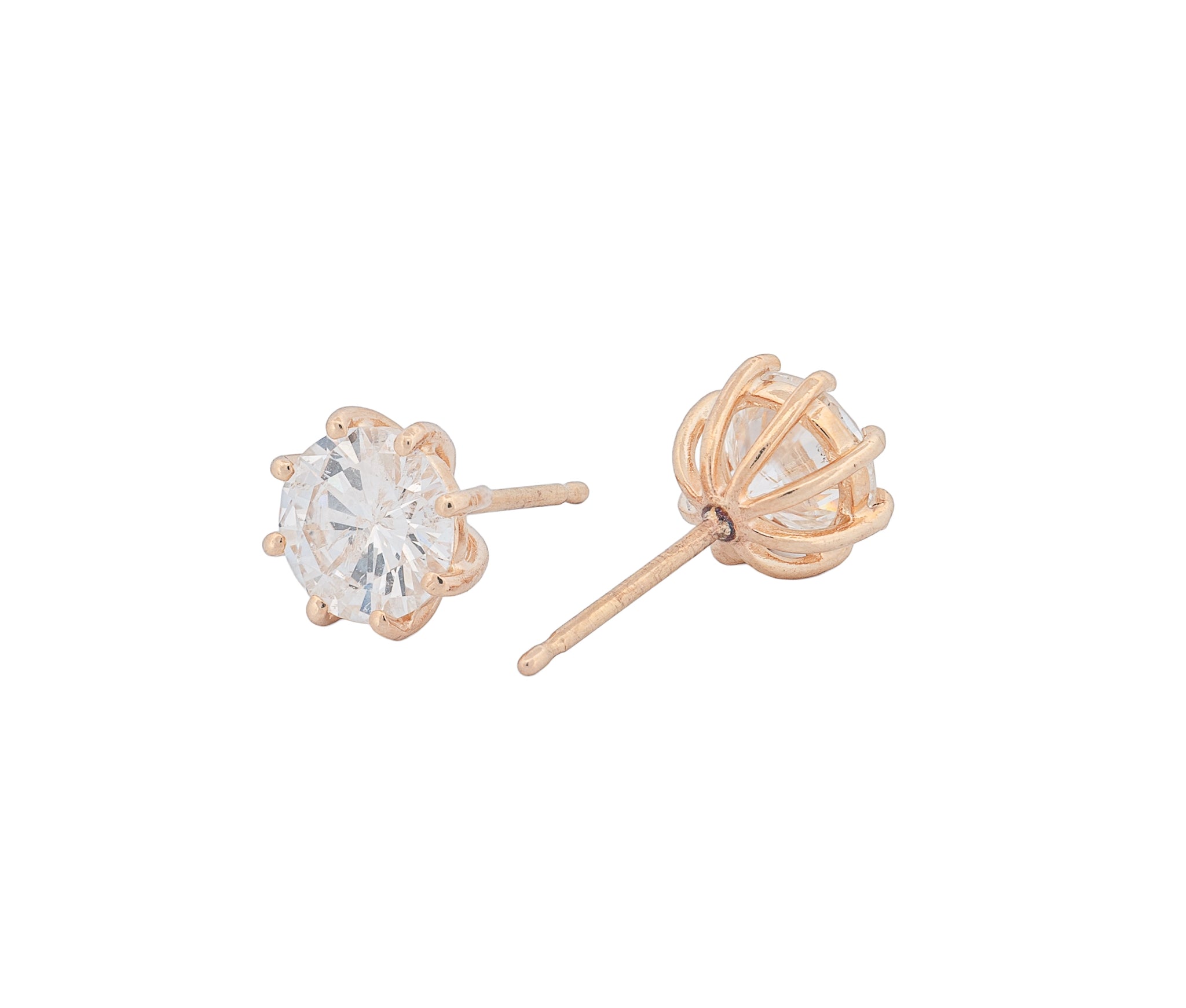 Round Brilliant 1.68 CTW H I2 I I3 GIA Diamond Studs 14K Yellow Gold