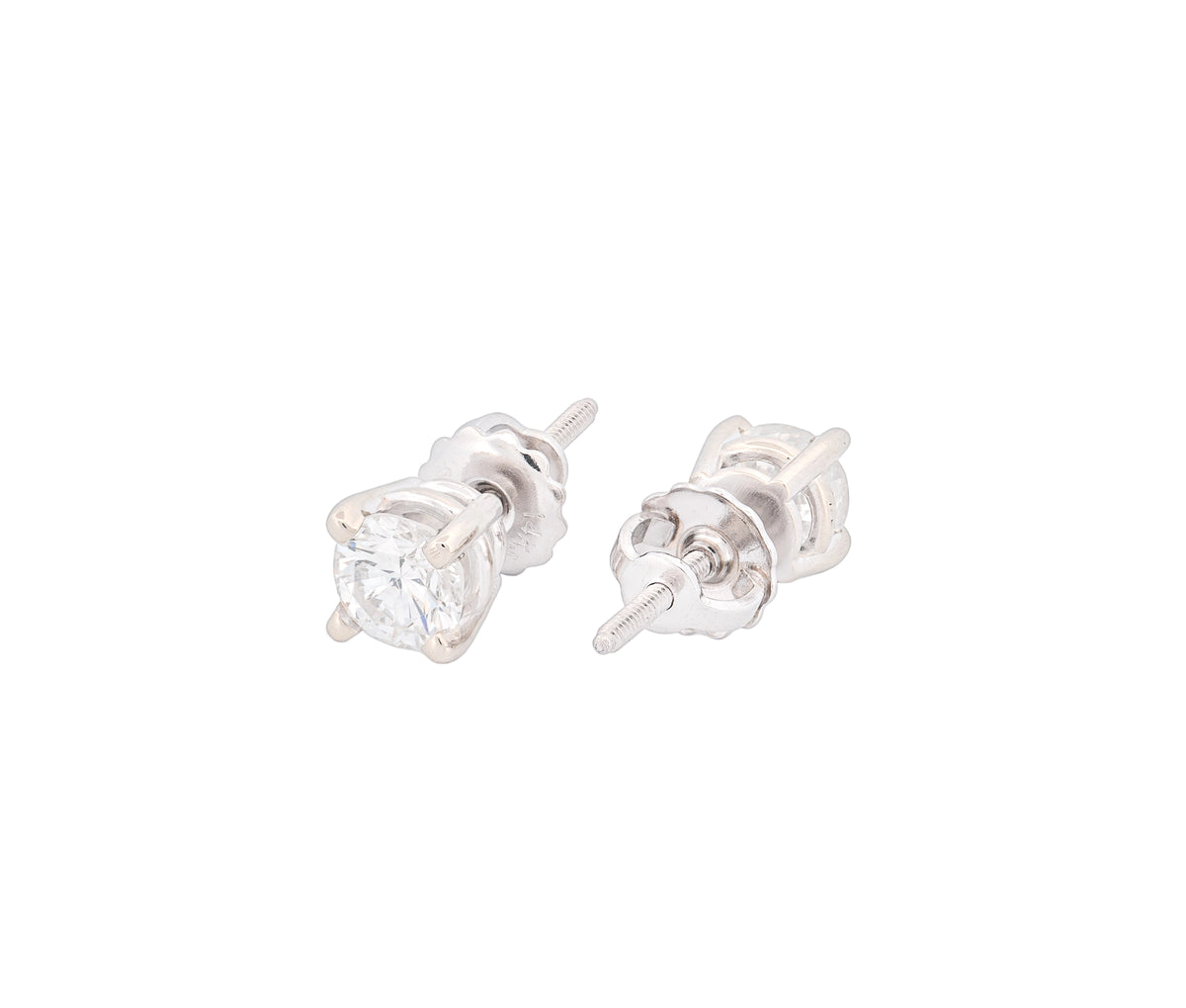 Round Brilliant 1.52 CTW H I2 I SI2 GIA Diamond Studs 14K White Gold