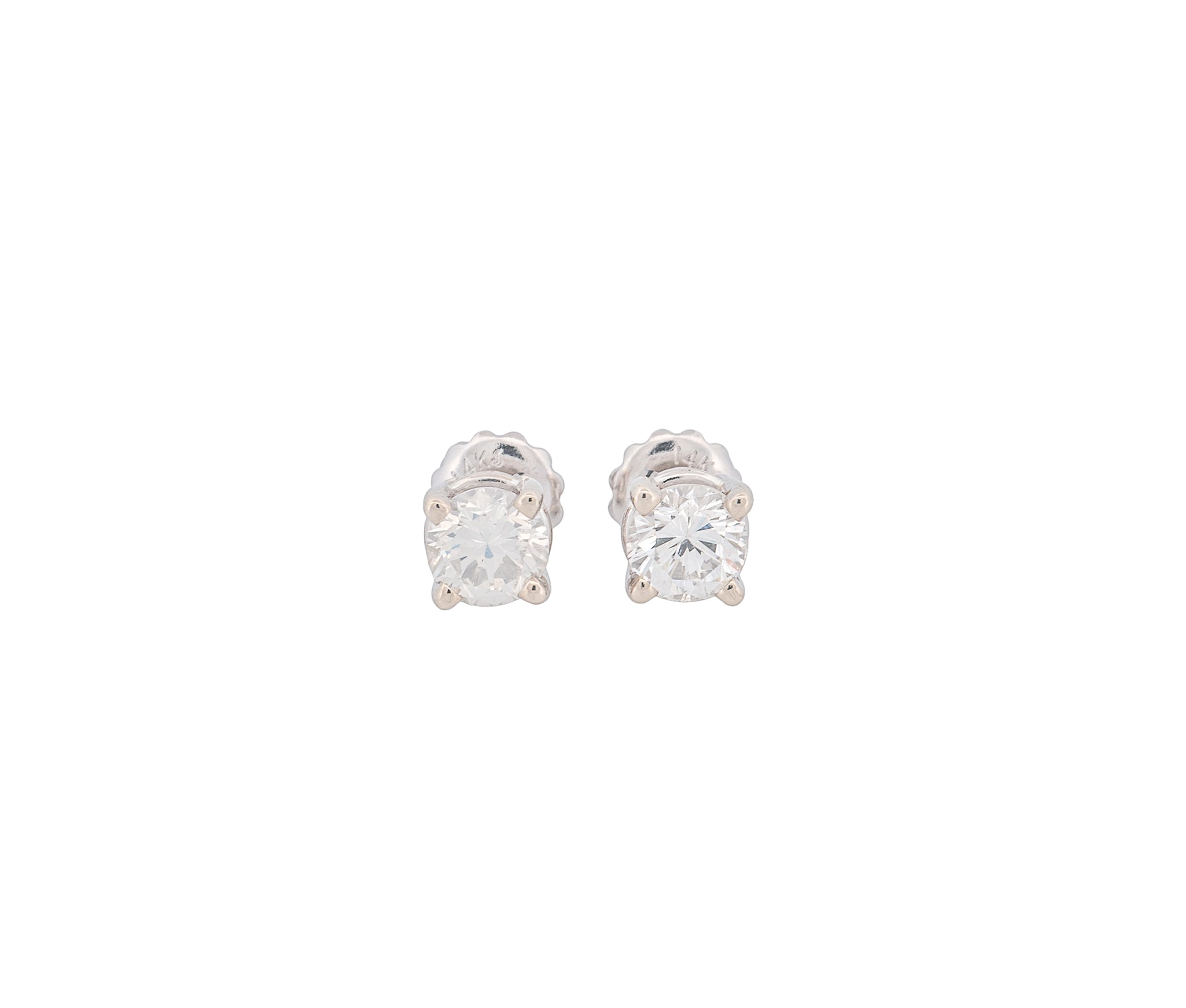 Round Brilliant 1.52 CTW H I2 I SI2 GIA Diamond Studs 14K White Gold