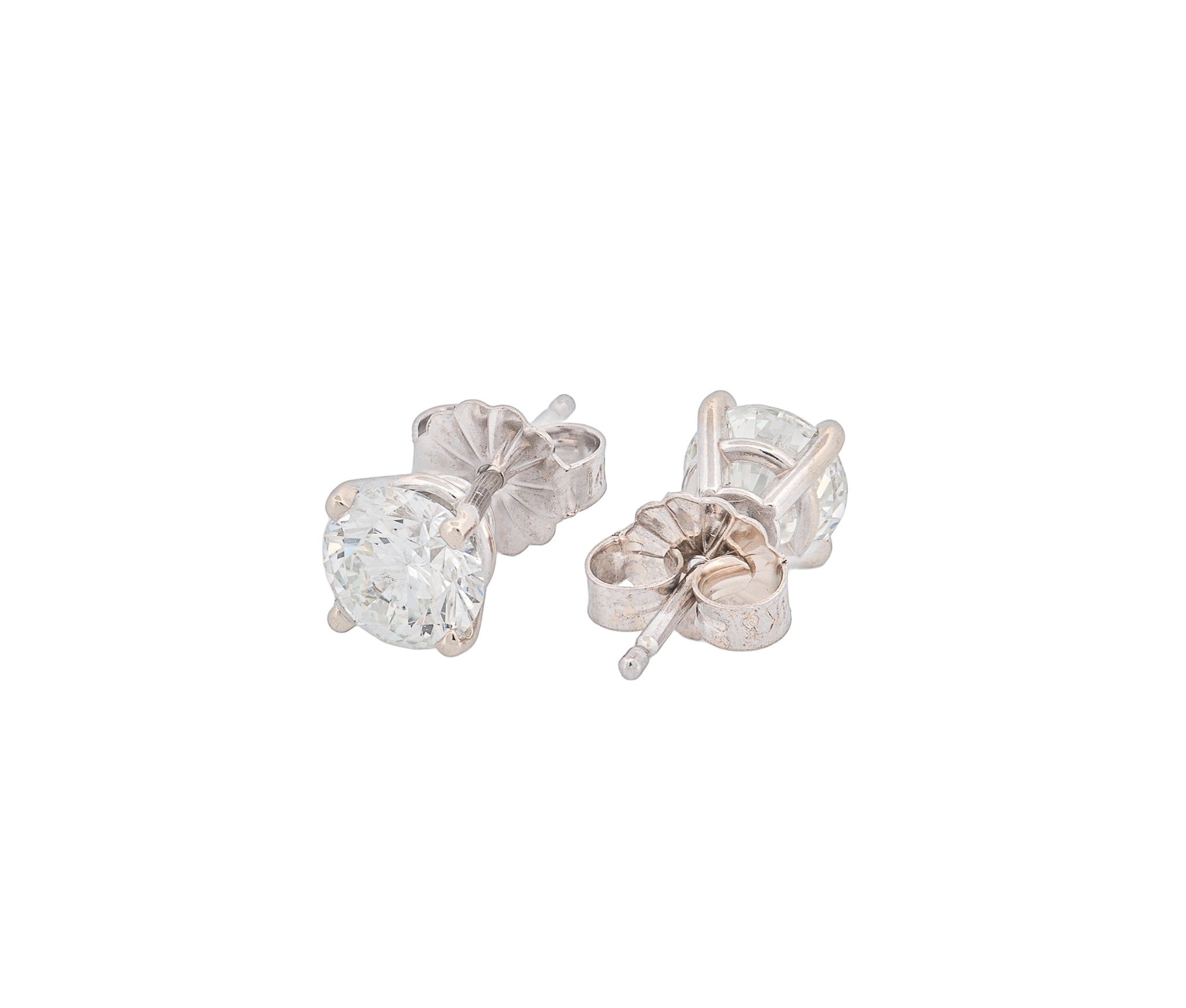 Round Brilliant 1.22 CTW H SI2 H SI2 GIA Diamond Studs