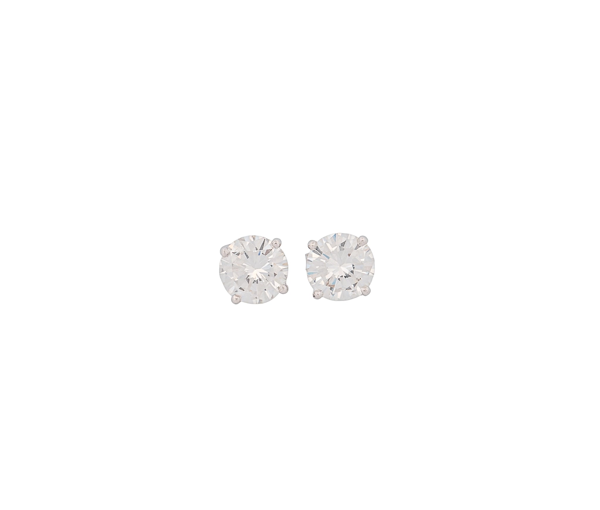 Round Brilliant 2.04 CTW E I1 E SI1 GIA Diamond Studs 14K White Gold