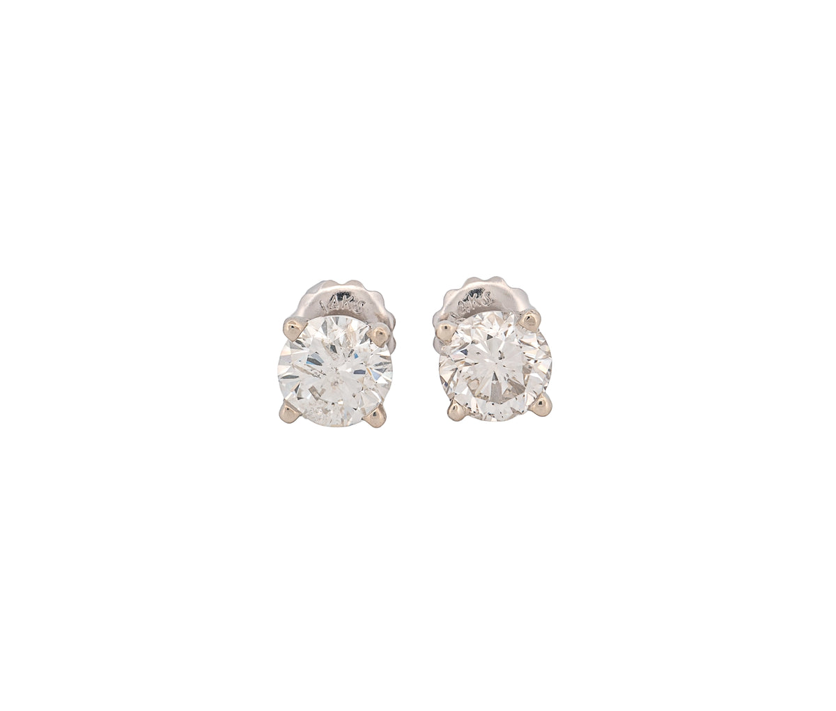 Round Brilliant 1.05 CTW H I2 G SI2 GIA Diamond Studs