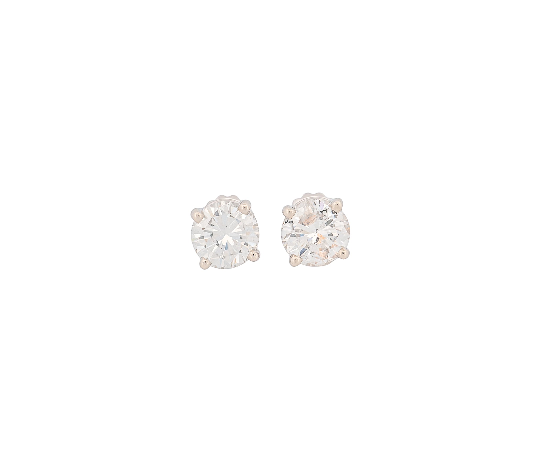 Round Brilliant 2.48 CTW H SI1 I I2 GIA Diamond Studs 14K White Gold