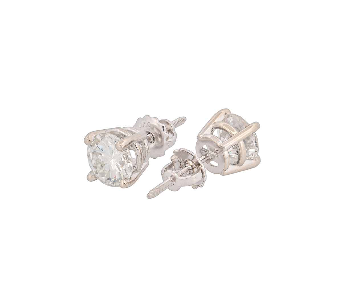 Round Brilliant 2.48 CTW H SI1 I I2 GIA Diamond Studs 14K White Gold