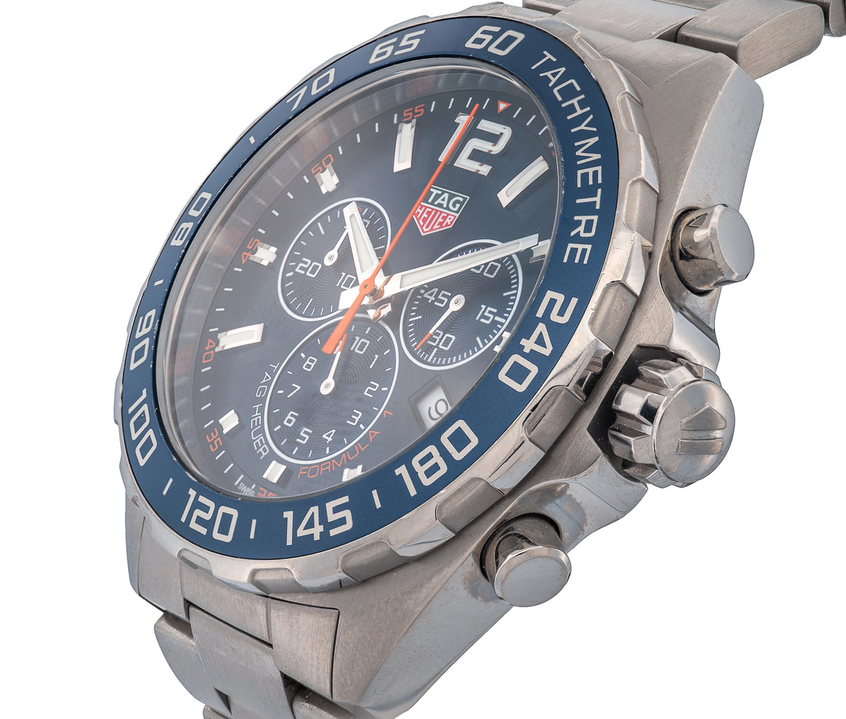 Tag Heuer Formula 1 Chronograph CAZ1014 Men's 43mm Blue Dial Stainless Steel Quartz Watch