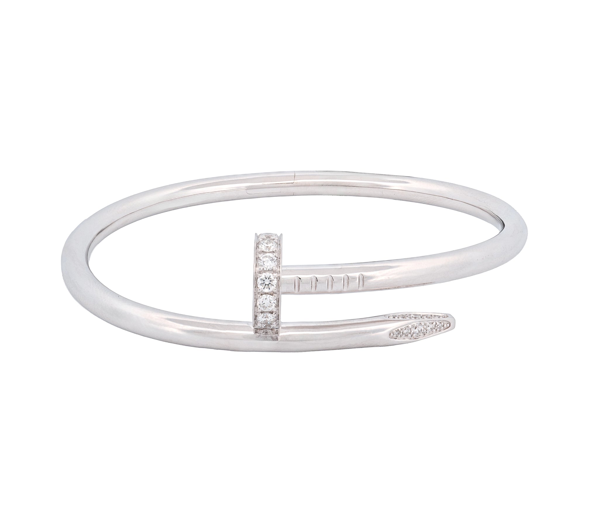 Cartier 18k White Gold Diamond Juste Un Clou Nail Bracelet Size 15