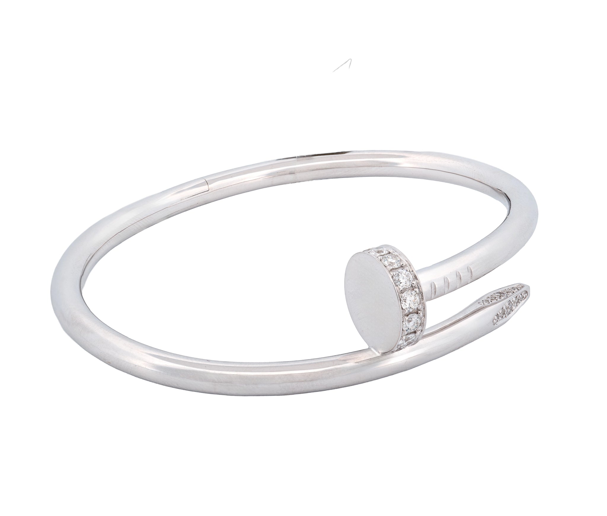 Cartier 18k White Gold Diamond Juste Un Clou Nail Bracelet Size 15