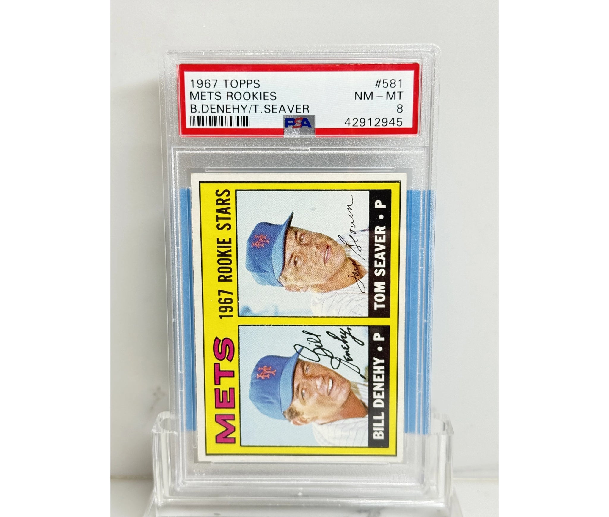 1967 Topps Mets Rookies Bill Denehy/ Tom Seaver PSA 8