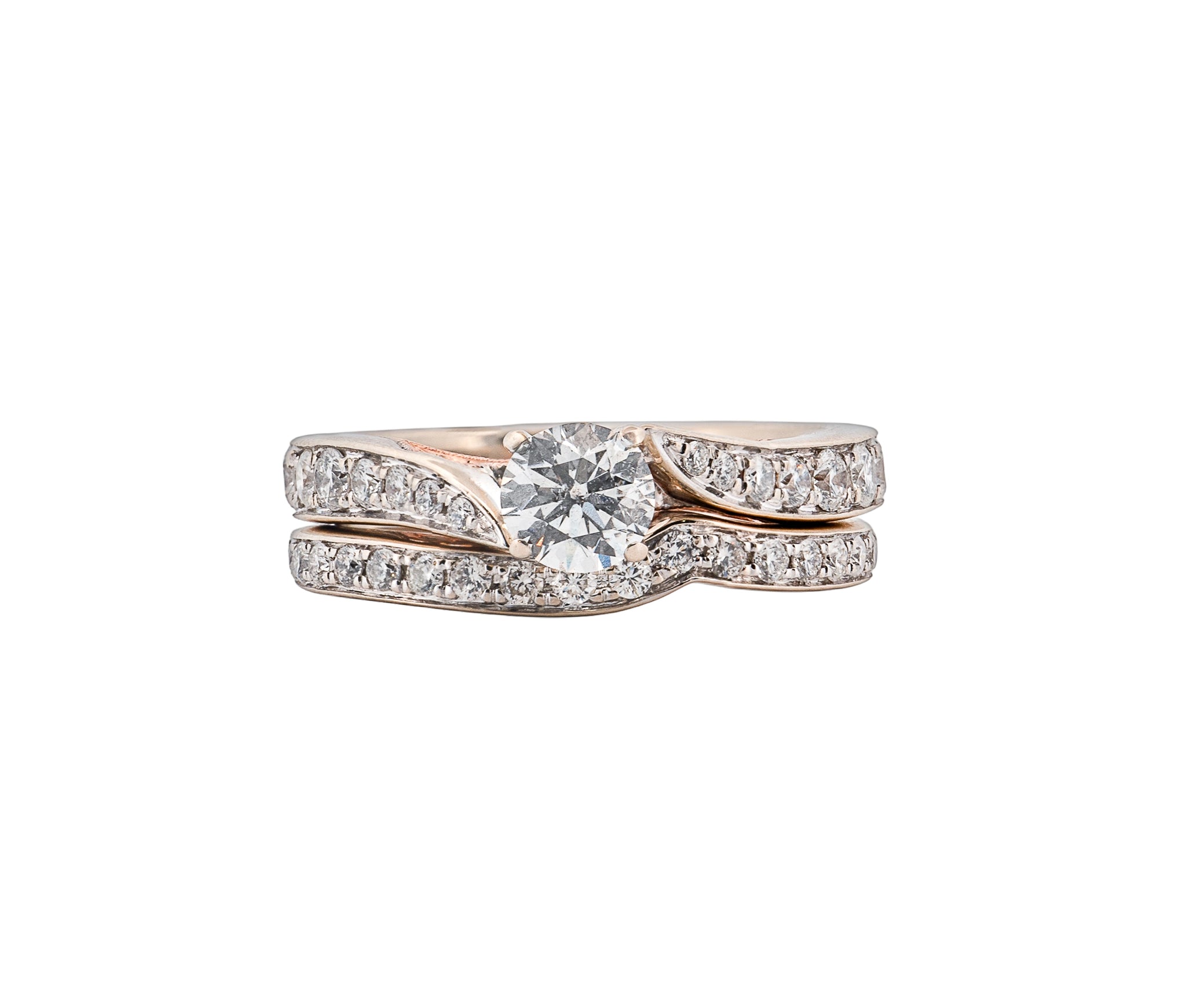14k White Gold .98ct Diamond Ring Set