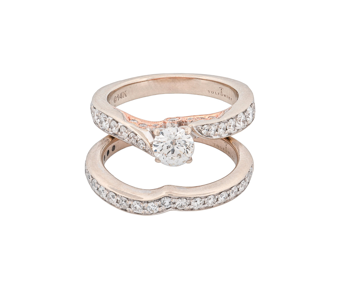 14k White Gold .98ct Diamond Ring Set