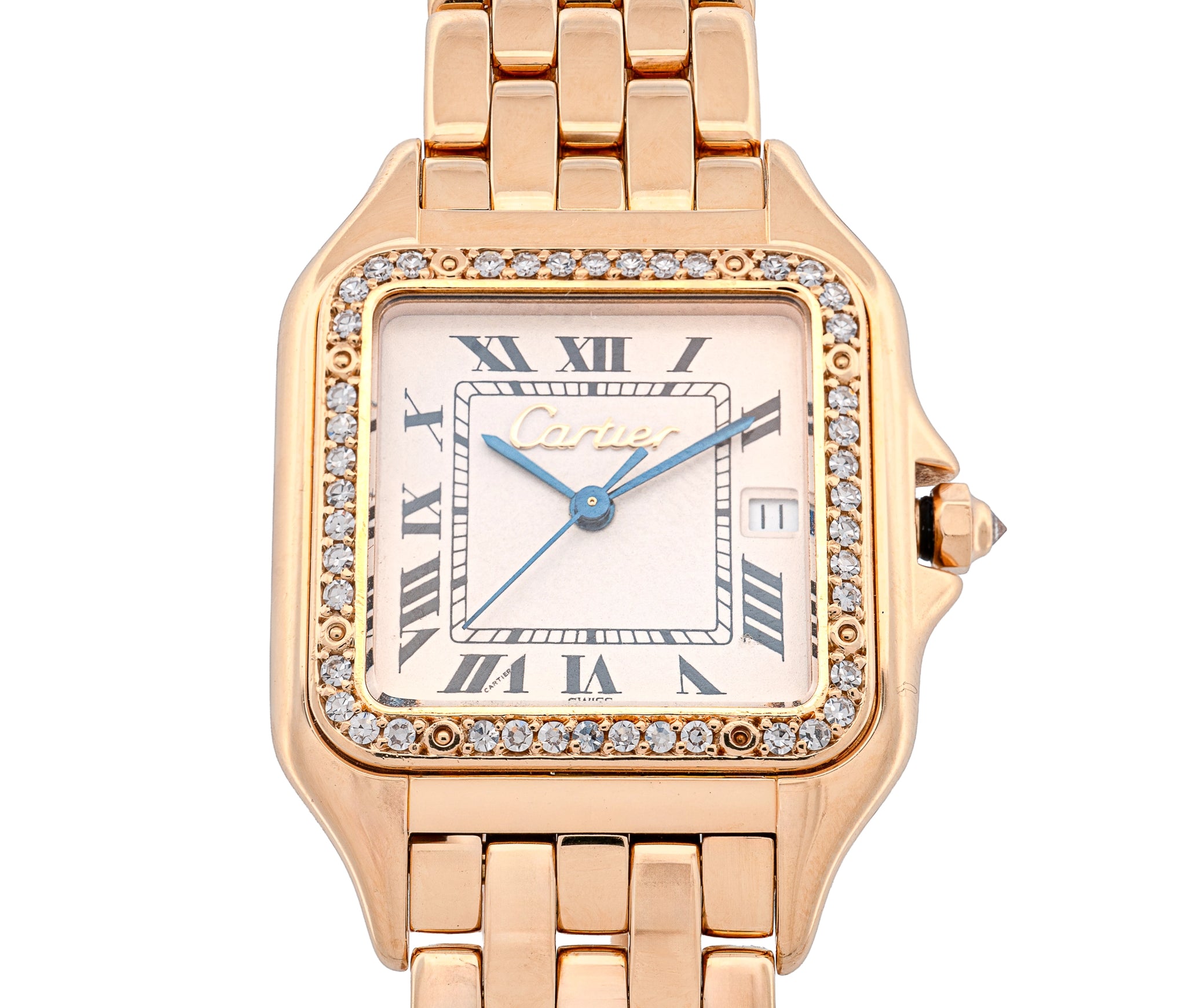 Cartier 18K Yellow Gold Panthere, Mid Size, Factory Diamond Bezel.
