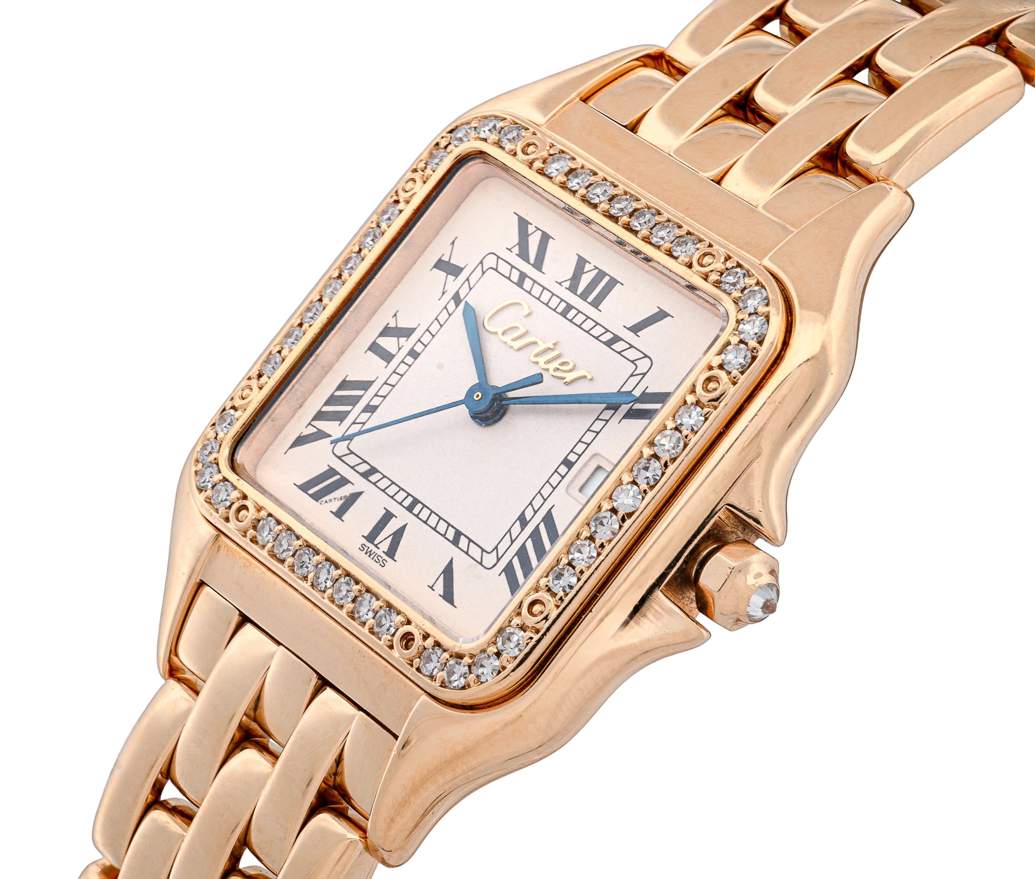 Cartier 18K Yellow Gold Panthere, Mid Size, Factory Diamond Bezel.
