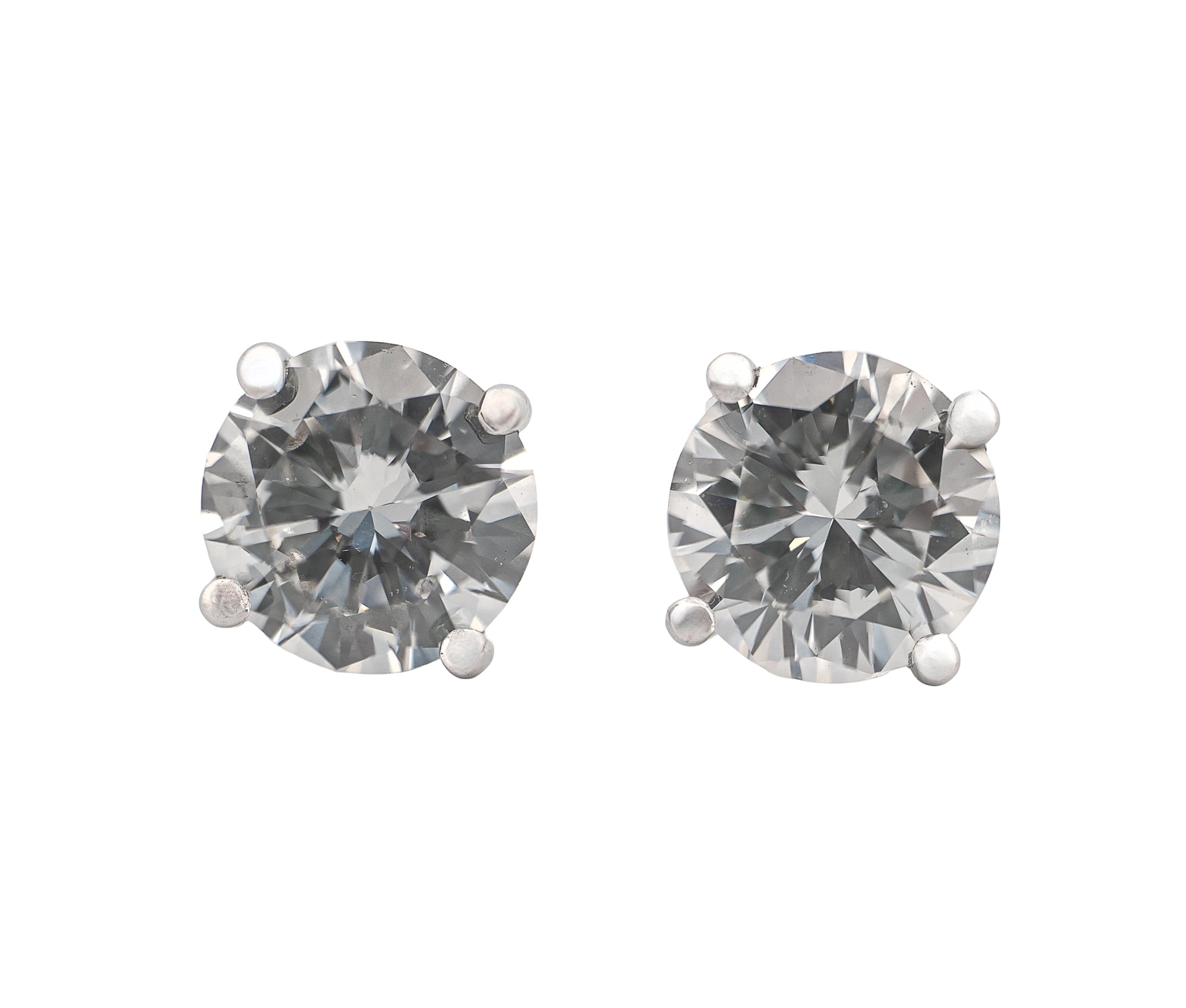 14K White Gold Round Brilliant 1.56 CTW H SI1 I VS2 GIA Diamond Studs