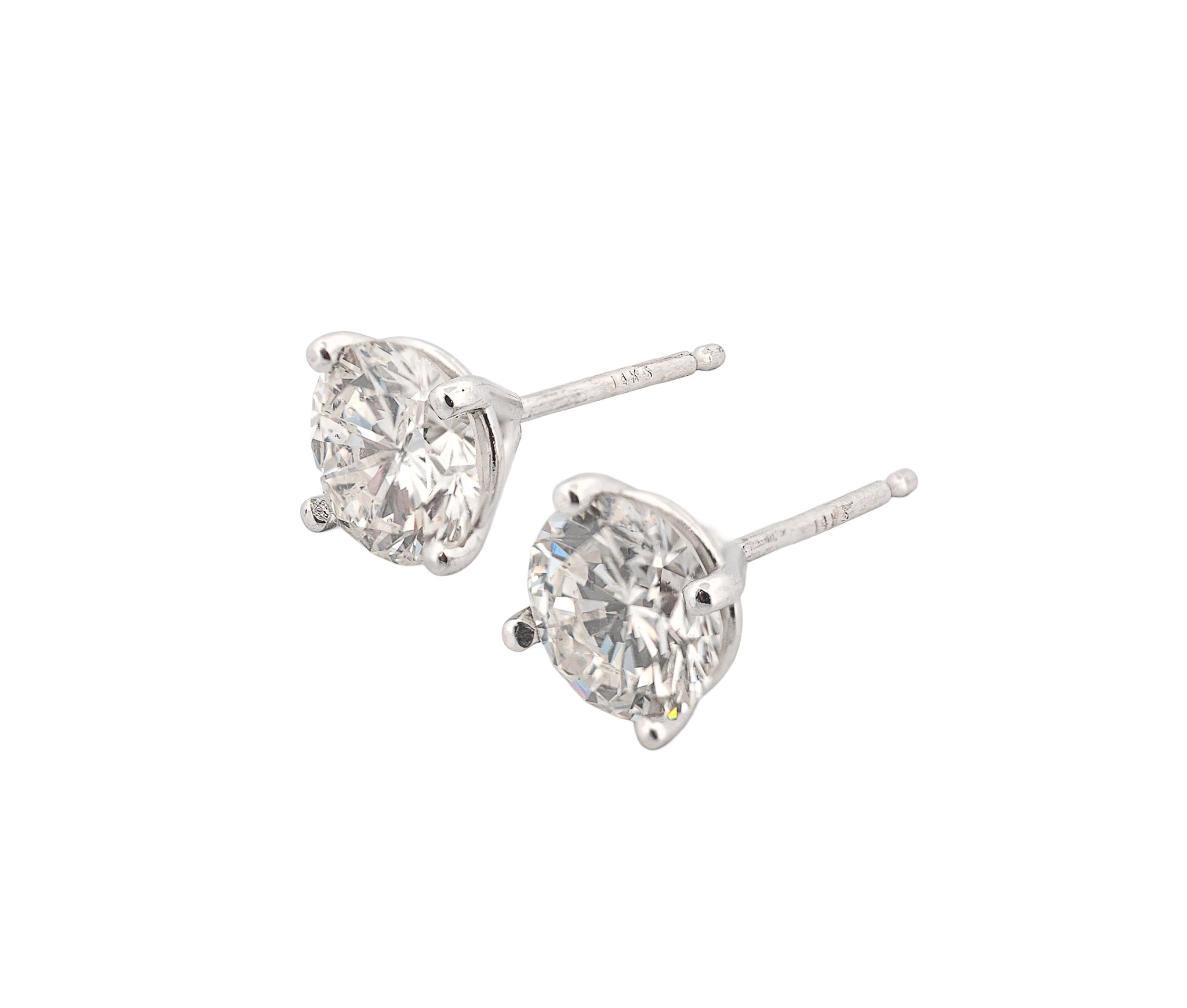 14K White Gold Round Brilliant 1.46 CTW I SI1 G SI1 GIA Diamond Studs