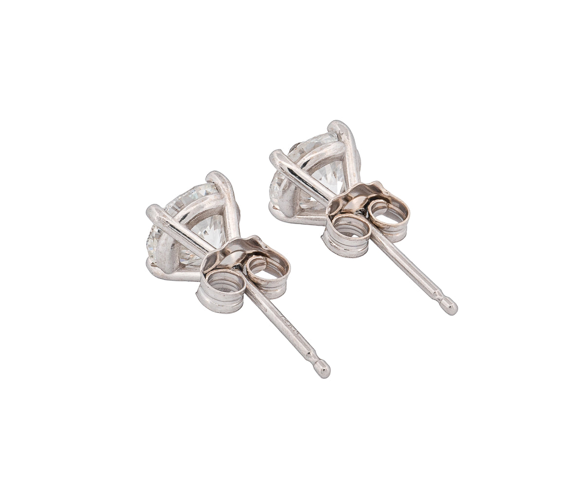 14K White Gold Round Brilliant 1.67 CTW H I1 G SI2 GIA Diamond Studs