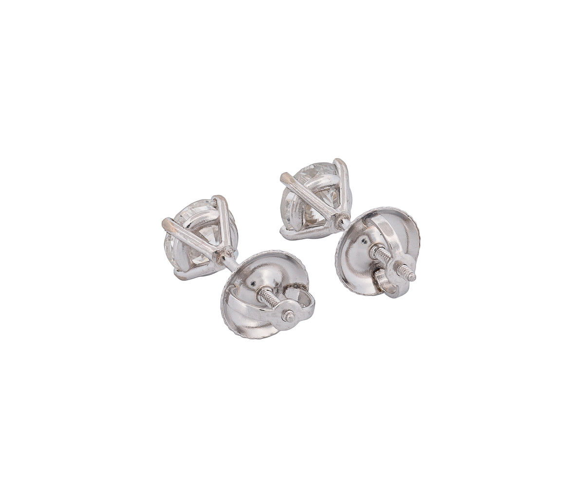 GIA Certified 14K White Gold 1.17Ct H-J SI1-SI2 Round Diamond Stud Earrings