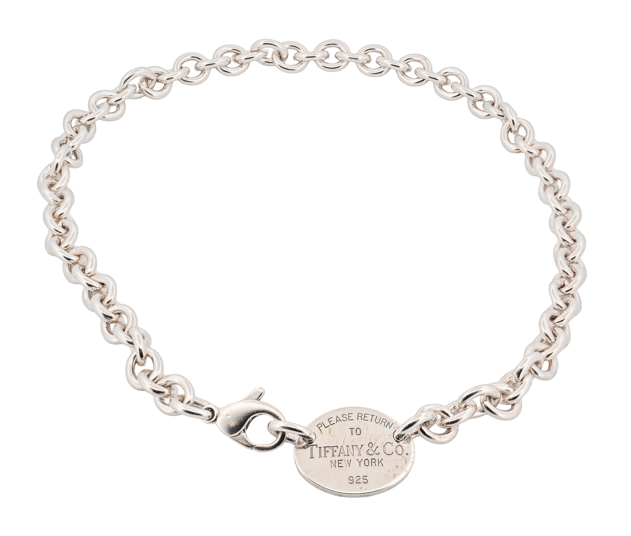 Tiffany & Co. Sterling Silver Return to Tiffany Oval Tag Choker Necklace