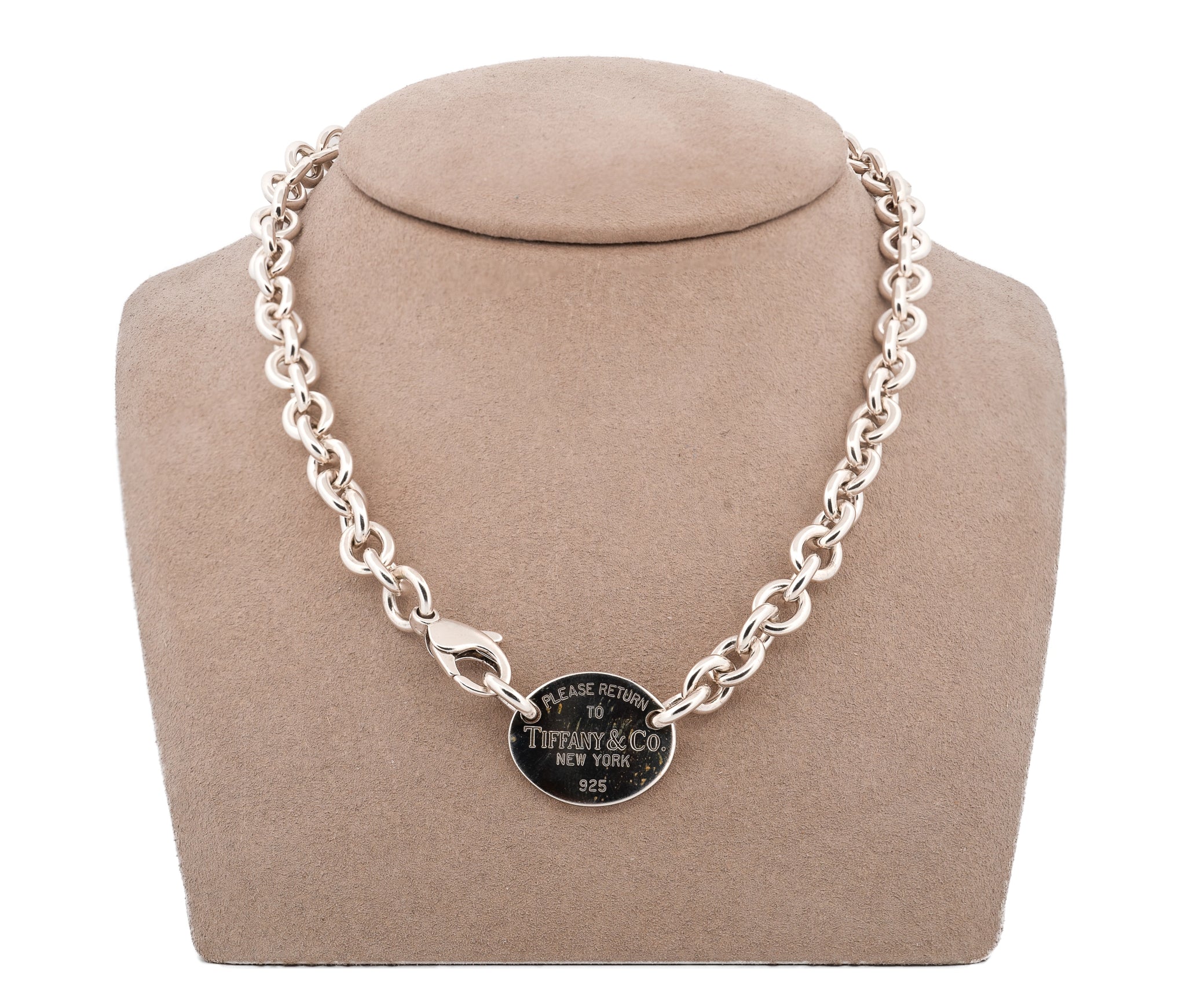 Tiffany & Co. Sterling Silver Return to Tiffany Oval Tag Choker Necklace