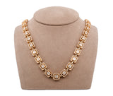 10K Yellow Gold 24 in Diamond Square Link Necklace