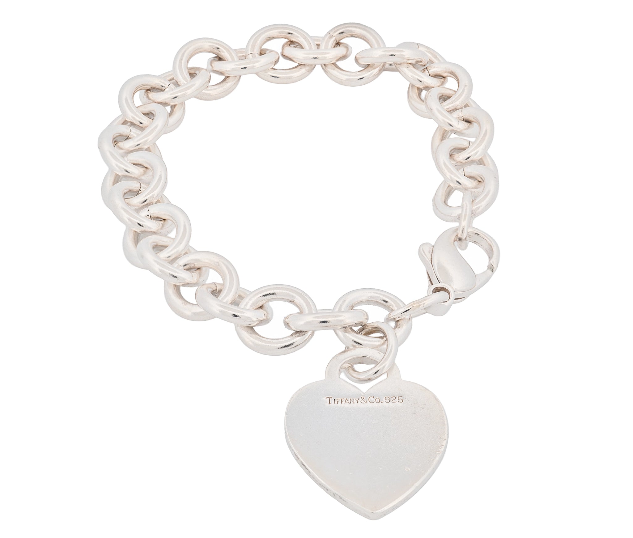 Tiffany & Co. Sterling Silver Blank Heart Disc Link Bracelet