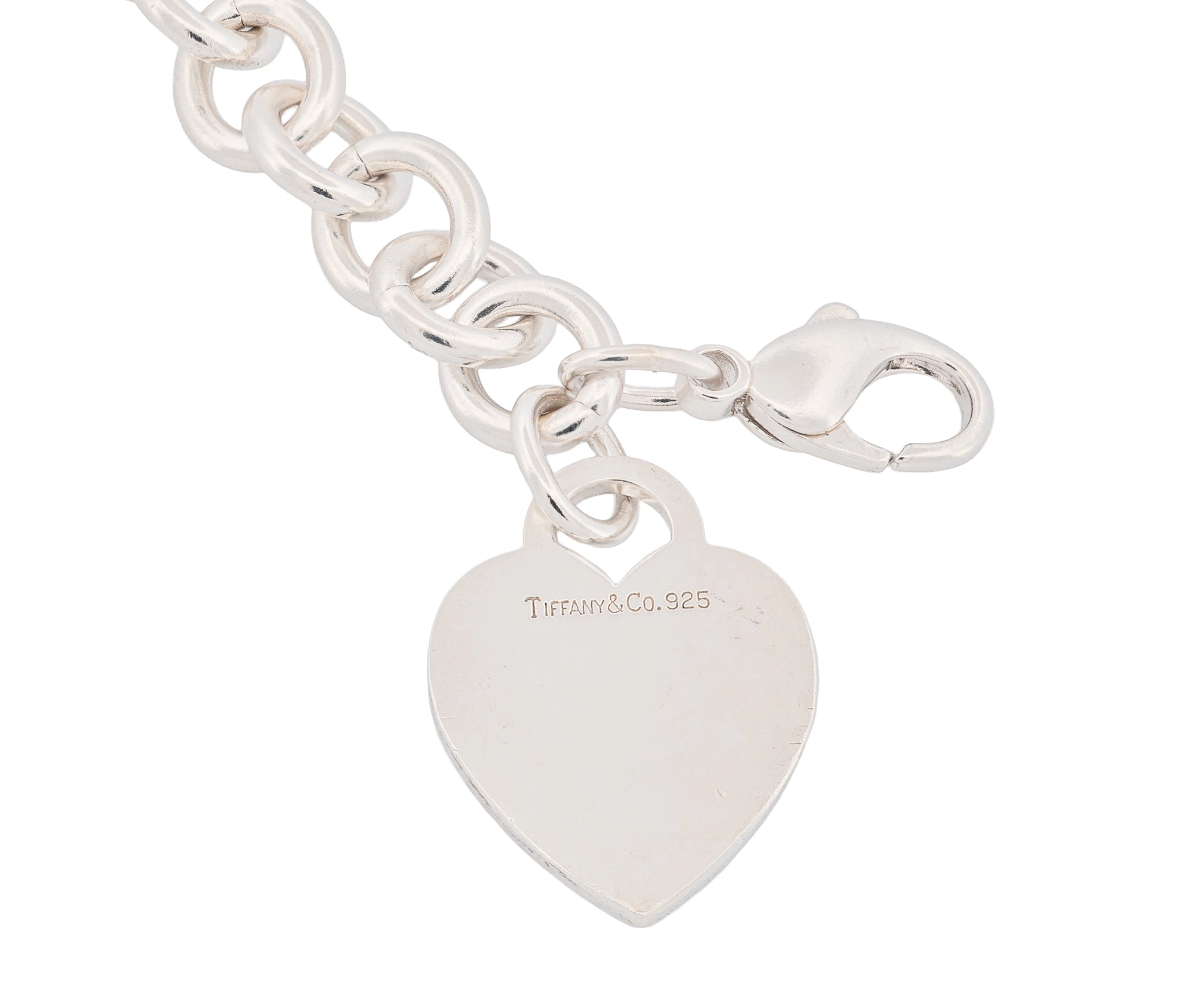 Tiffany & Co. Sterling Silver Blank Heart Disc Link Bracelet