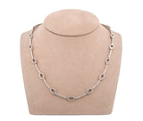 18KT White Gold Round Brilliant Cut Diamond Marquise Link Necklace