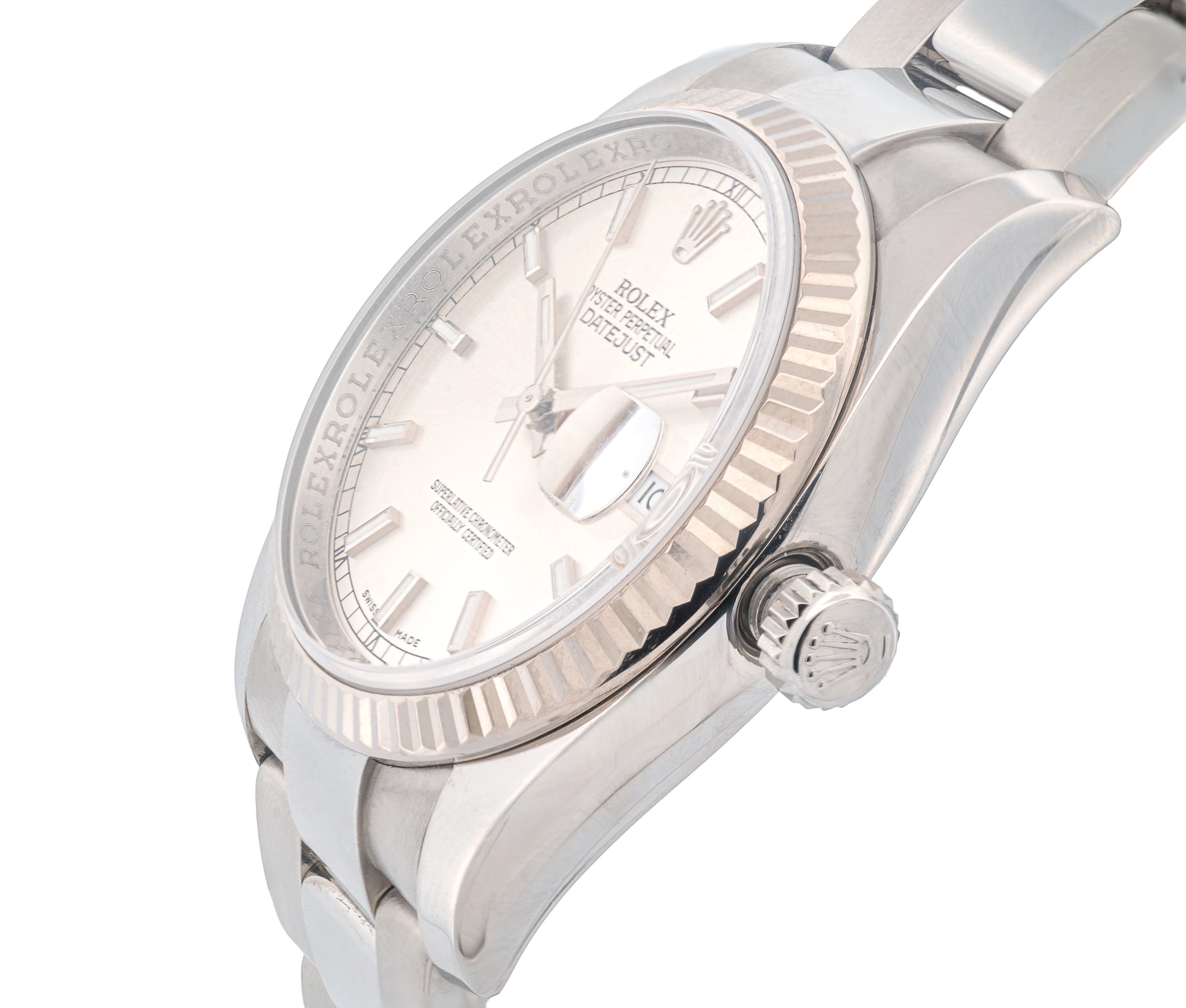 Rolex 36mm Stainless Steel Datejust on new style Oyster band, Oyster dial.