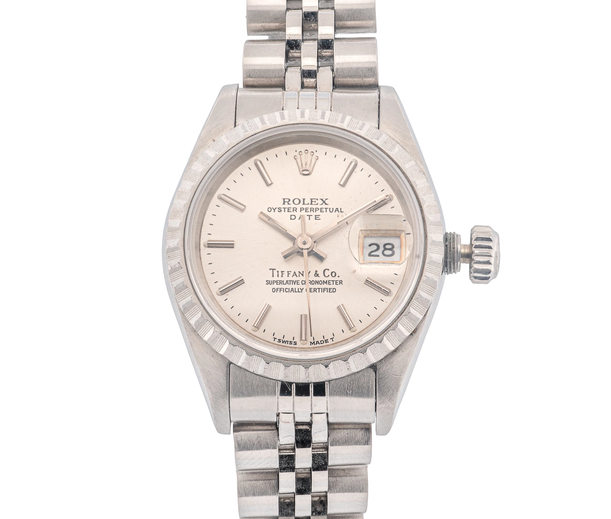 Rolex Oyster Perpetual Date Tiffany & Co. Dial Stainless Steel Watch