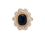 14K Yellow Gold Blue Sapphire & Diamond Halo Ring – 2.86 CT