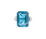 14K White Gold London Blue Topaz & Diamond Ring