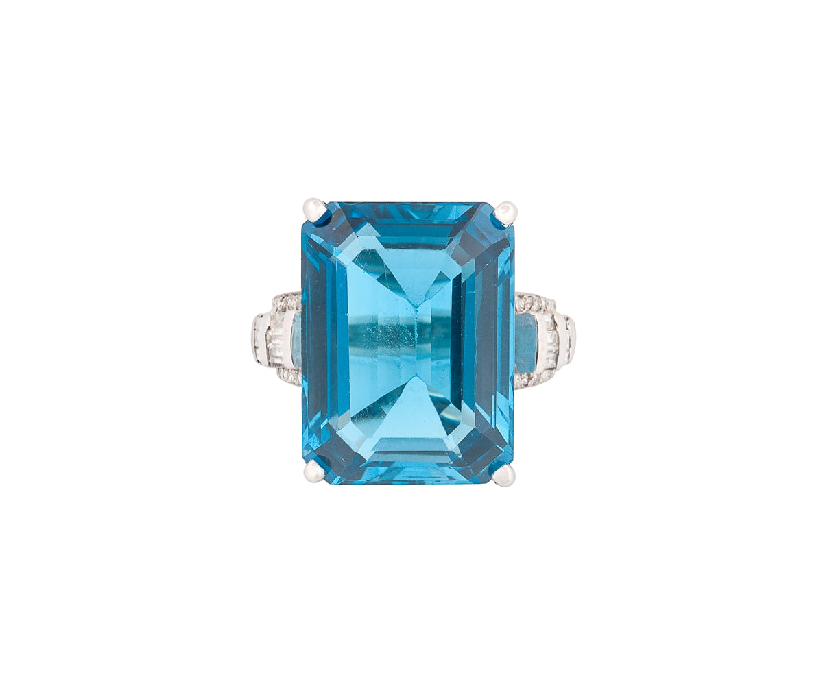 14K White Gold London Blue Topaz & Diamond Ring