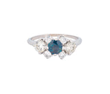 14K White Gold Diamond & Natural Blue Sapphire Cluster Style Ring
