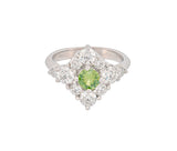 14K White Gold 1.76Cttw Diamond & Demantoid Garnet Halo Ring