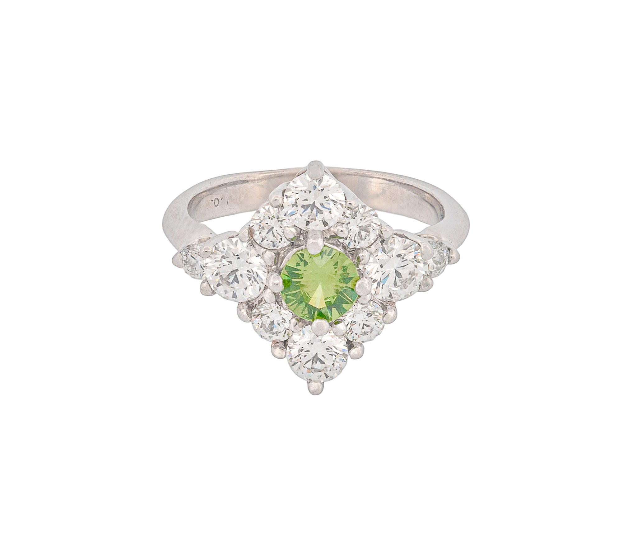 14K White Gold 1.76Cttw Diamond & Demantoid Garnet Halo Ring