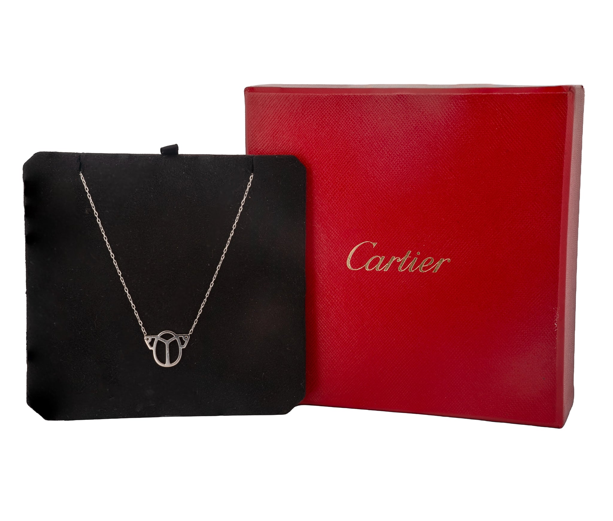 18K White Gold 0.02Ct Cartier Scarab Diamond Necklace