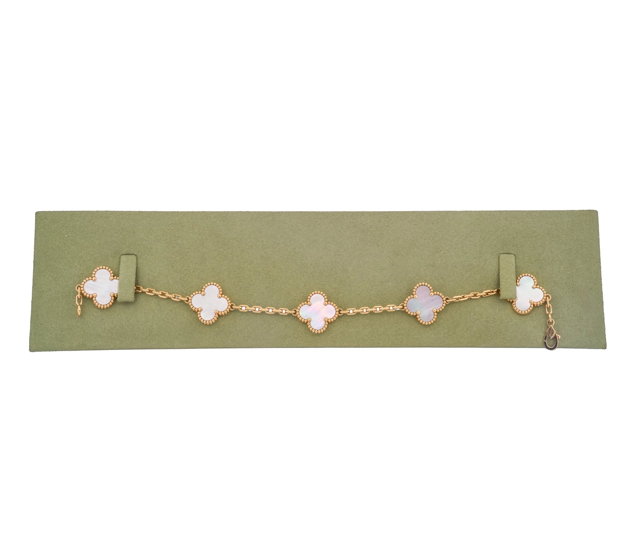 Van Cleef & Arpels 18K Yellow Gold Alhambra Mother Of Pearl Motifs Bracelet
