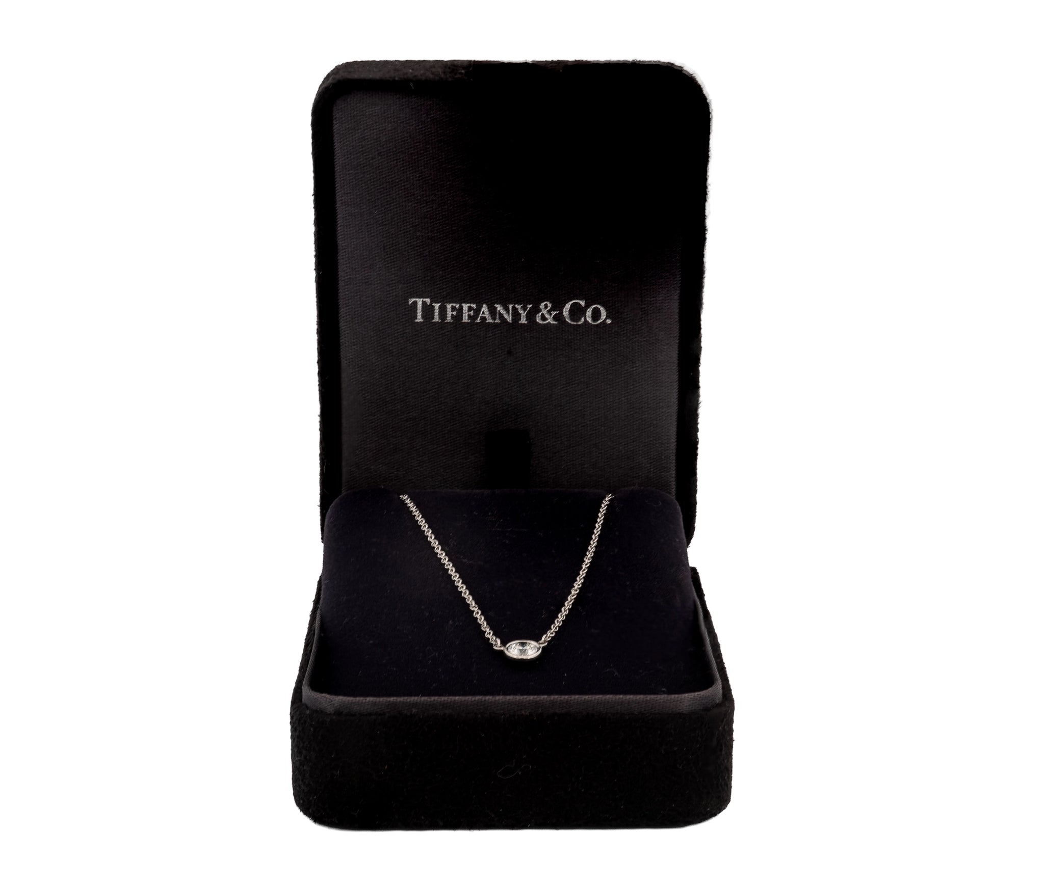 Tiffany & Co. Elsa Peretti Platinum Single Diamond Pendant Necklace