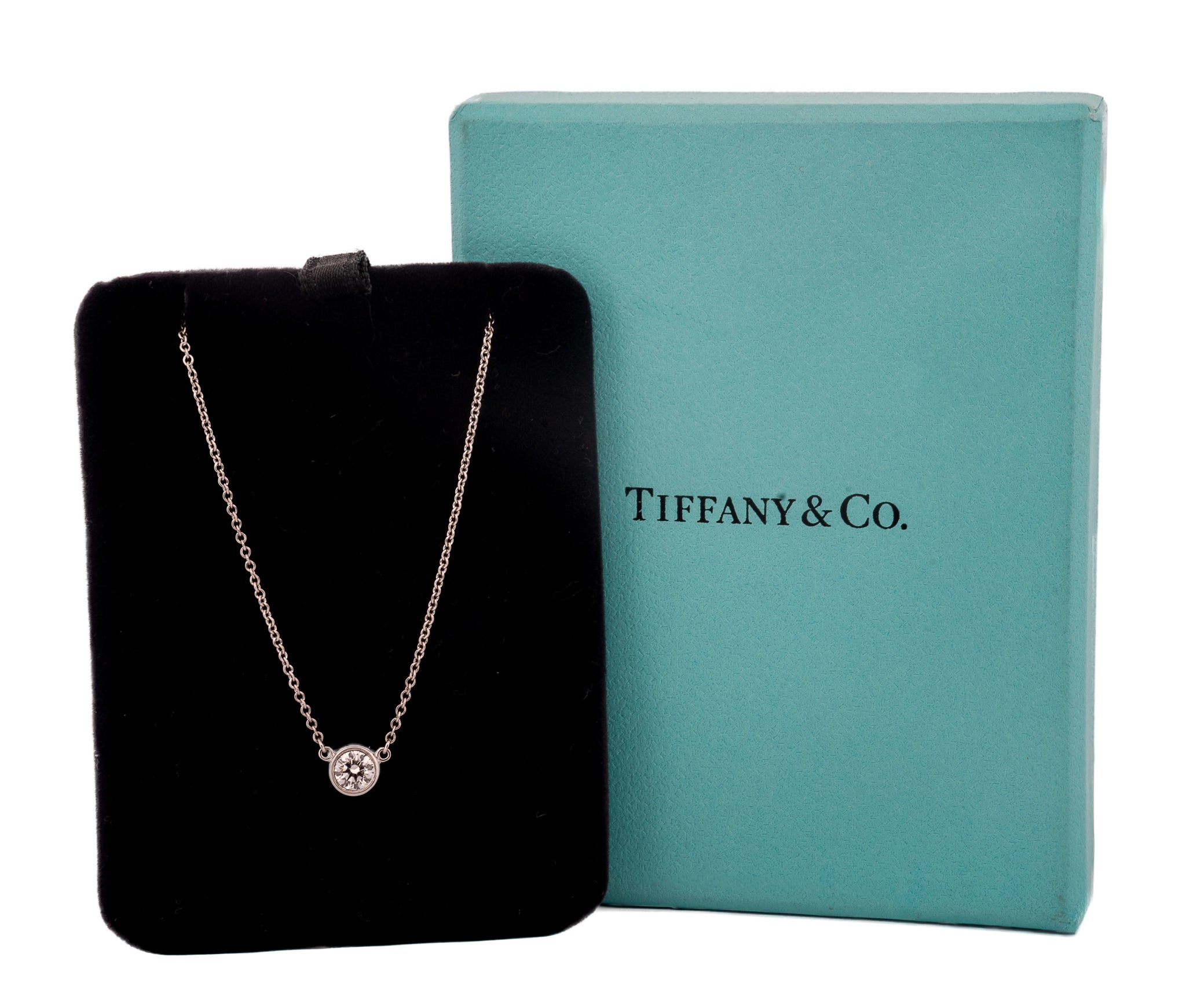 Tiffany & Co. Elsa Peretti Platinum Single Diamond Pendant Necklace