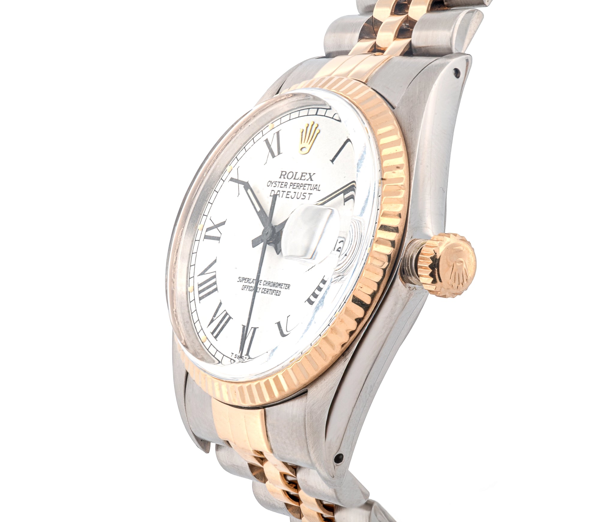 Rolex 18k/SS Datejust on Jubilee band, Buckley dial, acrylic crystal.