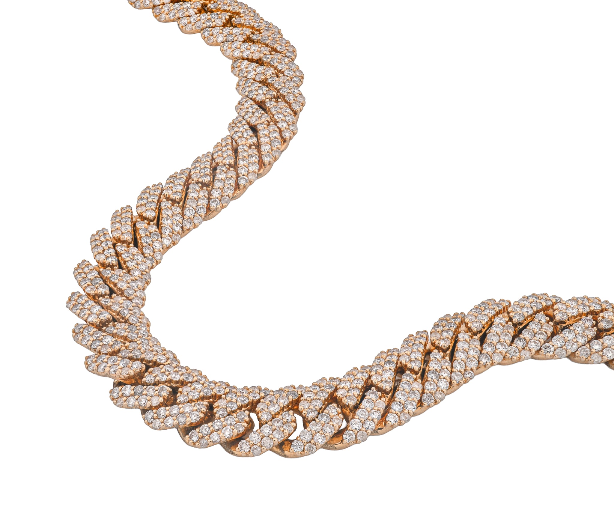 14K Yellow Gold 21 CTW Diamond Cuban Link Chain