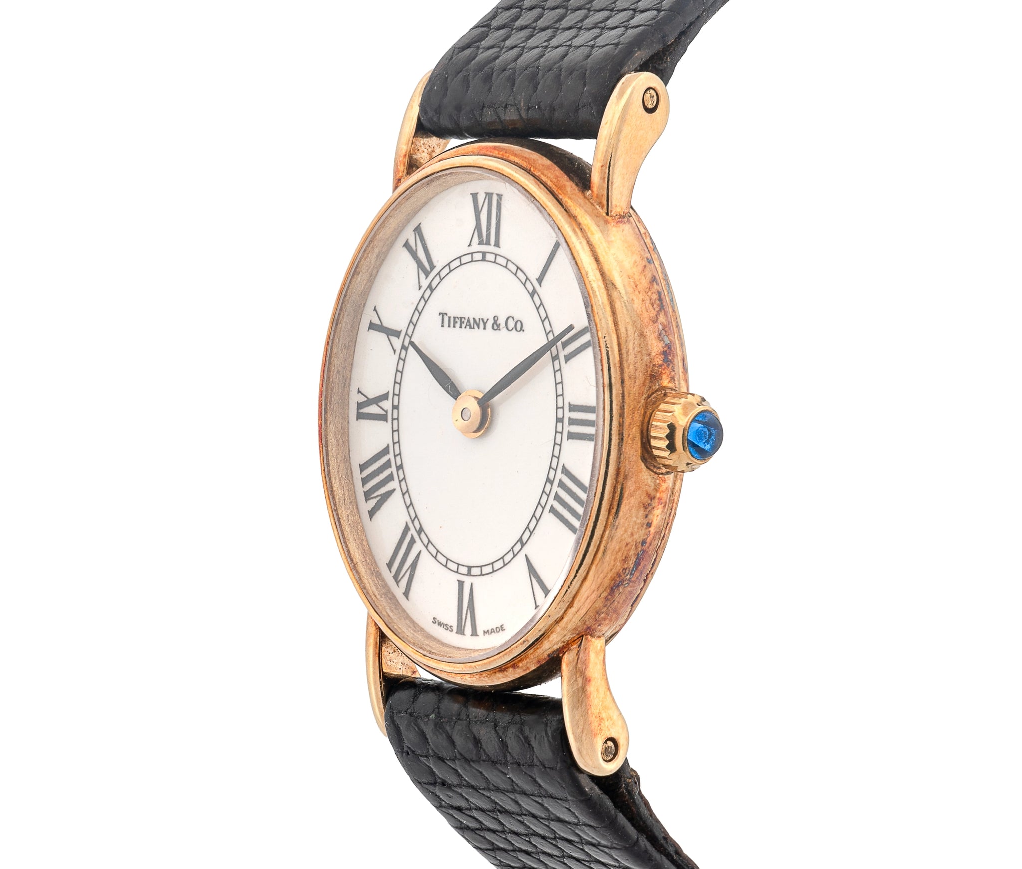 Tiffany & Co. Vintage Oval Gold Dress Watch – Roman Dial, Swiss Made